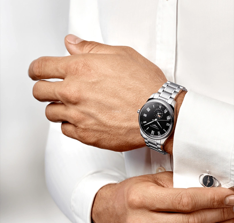 Longines,Master 42mm,42mm,Stainless Steel,Black,Automatic,Moonphase,Date,L2,L2.919.4.51.6
