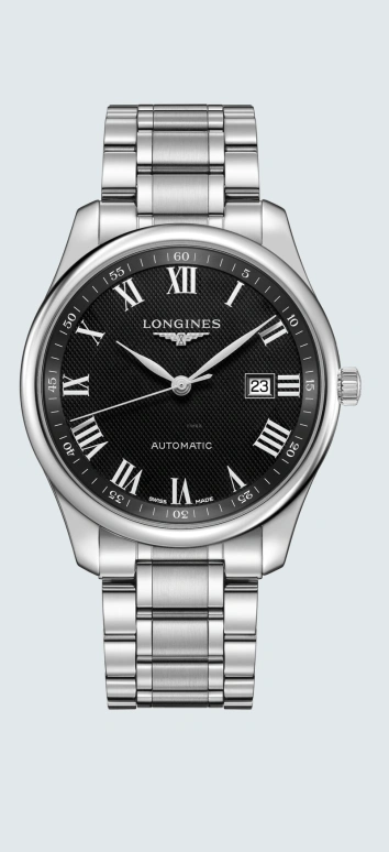 Longines,Master 42mm,42mm,Stainless Steel,Black,Automatic,Chronograph,Date,L2,L2.893.4.51.6