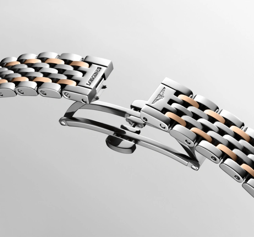 Longines,Elegant 25.50mm,25.50mm,Stainless Steel,Pink Gold,White,Automatic,Day,40hours,L4,L4.309.5.80.7