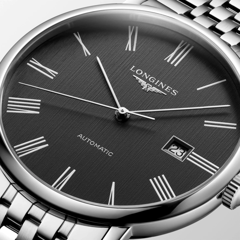 Longines,Elegant 41mm,41mm,Stainless Steel,Black,Automatic,Day,72hours,L4,L4.911.4.71.6
