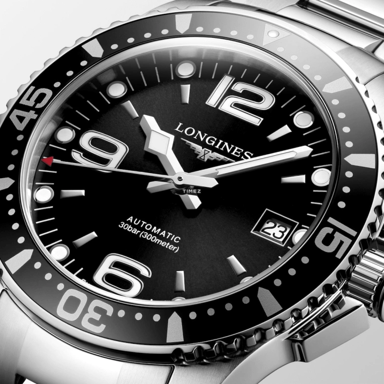 Longines,HydroConquest 39mm,39mm,Stainless Steel,Black,Automatic,Day,72hours,L3,L3.741.4.56.6