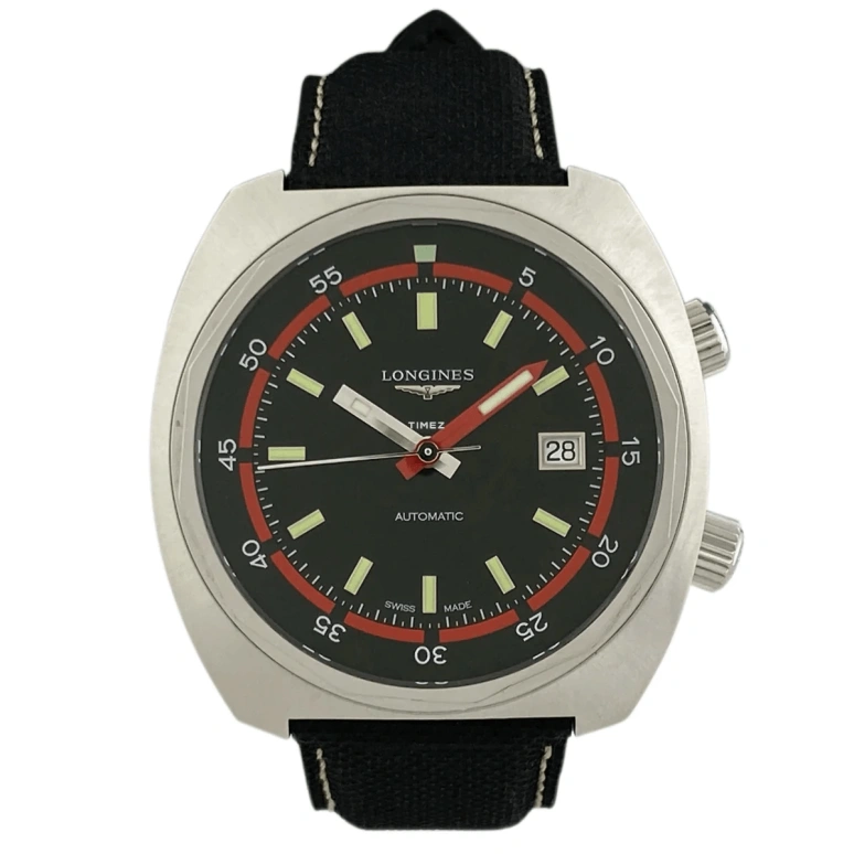Longines,Heritage Classic 43mm,43mm,Stainless Steel,Black,Automatic,Day,38hours,L2,L2.795.4.52.2