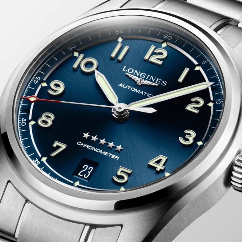 Longines,Spirit 37mm,37mm,Stainless Steel,Blue,Automatic,Date,64hours,L3,L3.410.4.93.6