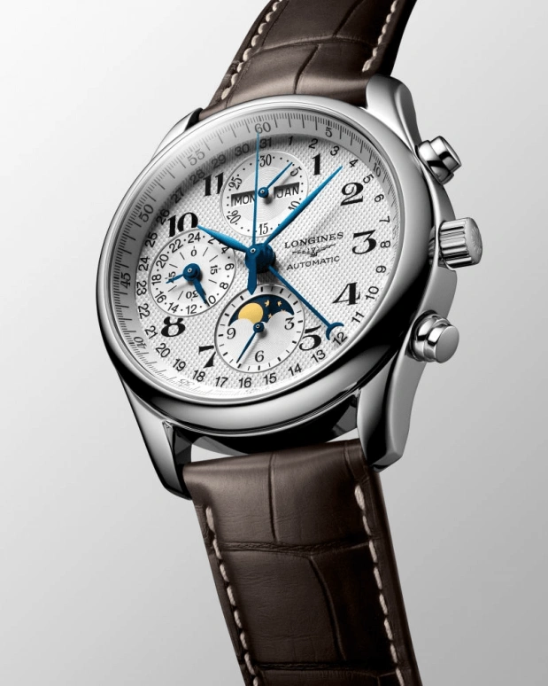 Longines,Master 40mm,40mm,Stainless Steel,Silver,Automatic,Chronograph,Moonphase,Month,Date,66hours,In-house Caliber,L2,L2.673.4.78.3