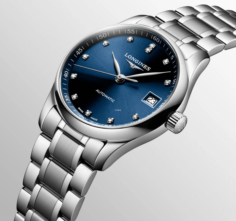 Longines,Master 34mm,34mm,Stainless Steel,Blue,Automatic,Day,64hours,L2,L2.357.4.97.6