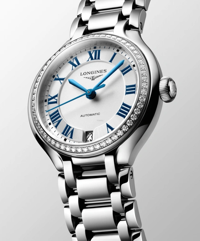 Longines,PrimaLuna 34mm,34mm,Stainless Steel,Silver,Automatic,Day,64hours,L8,L8.124.0.71.6