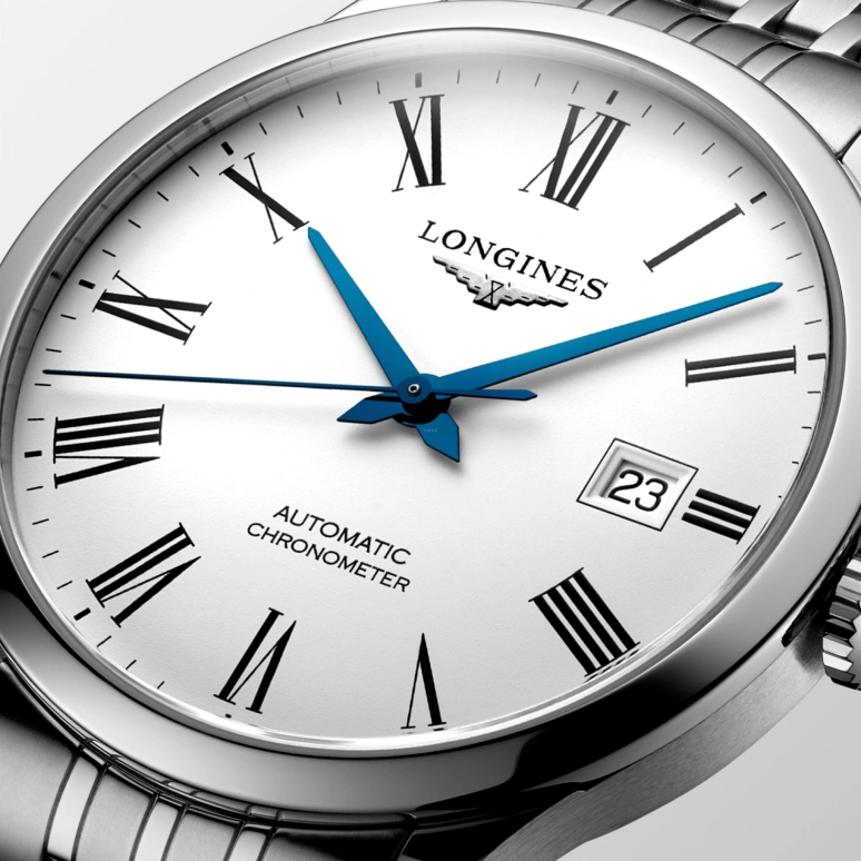 Longines,Record 40mm,40mm,Stainless Steel,White,Automatic,Date,64hours,L2,L2.821.4.11.6