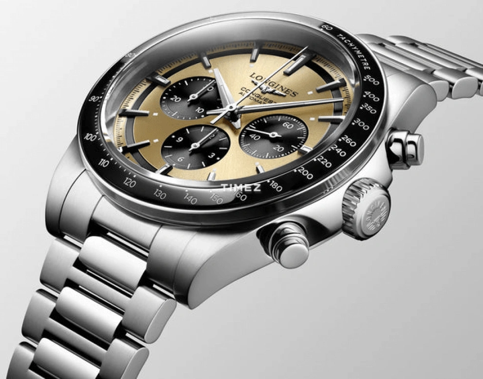 Longines,Conquest 42mm,42mm,Stainless Steel,Yellow,Automatic,Chronograph,Sapphire,Crystal Glass,L3,L3.835.4.32.6 