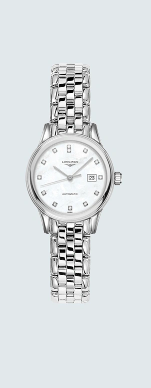 Longines,Flagship 30mm,30mm,Stainless Steel,White,Automatic,Date,40hours,L4,L4.374.4.87.6