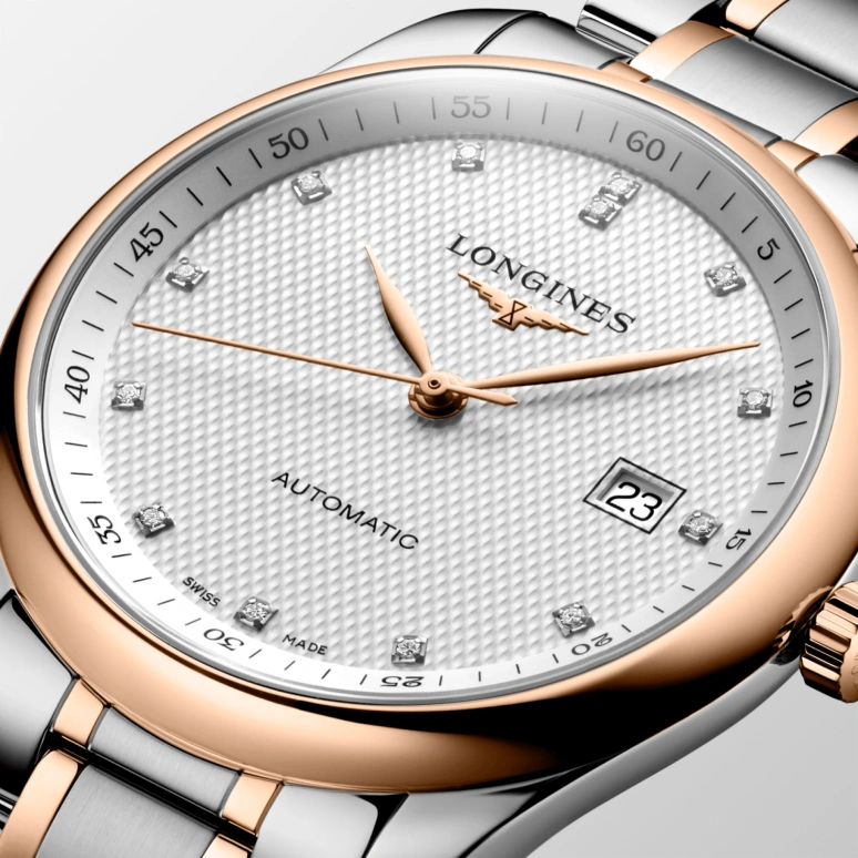 Longines,Master 40mm,40mm,Pink Gold,Stainless Steel,Silver,Automatic,Date,65hours,L2,L2.793.5.77.7
