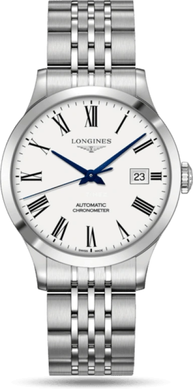 Longines,Record 38.50mm,38.50mm,Stainless Steel,White,Automatic,Date,64hours,L2,L2.820.4.11.6