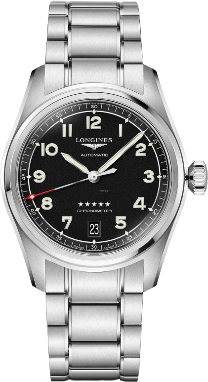 Longines,Spirit 37mm,37mm,Stainless Steel,Black,Automatic,Date,64hours,L3,L3.410.4.53.6