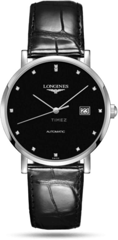 Longines,Elegant 39mm,39mm,Stainless Steel,Black,Automatic,Date,65hours,L4,L4.910.4.57.2