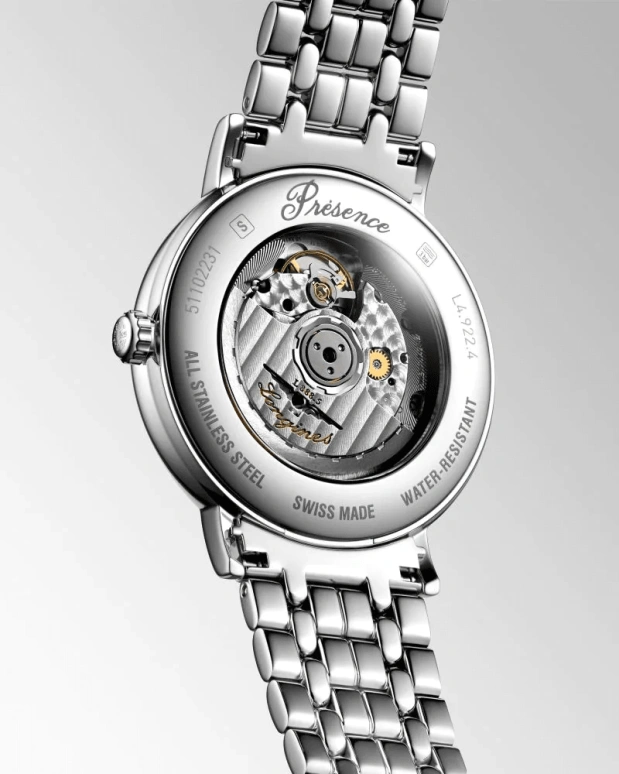 Longines,Presence 40mm,40mm,Stainless Steel,White,Automatic,Date,65hours,L4,L4.922.4.11.6