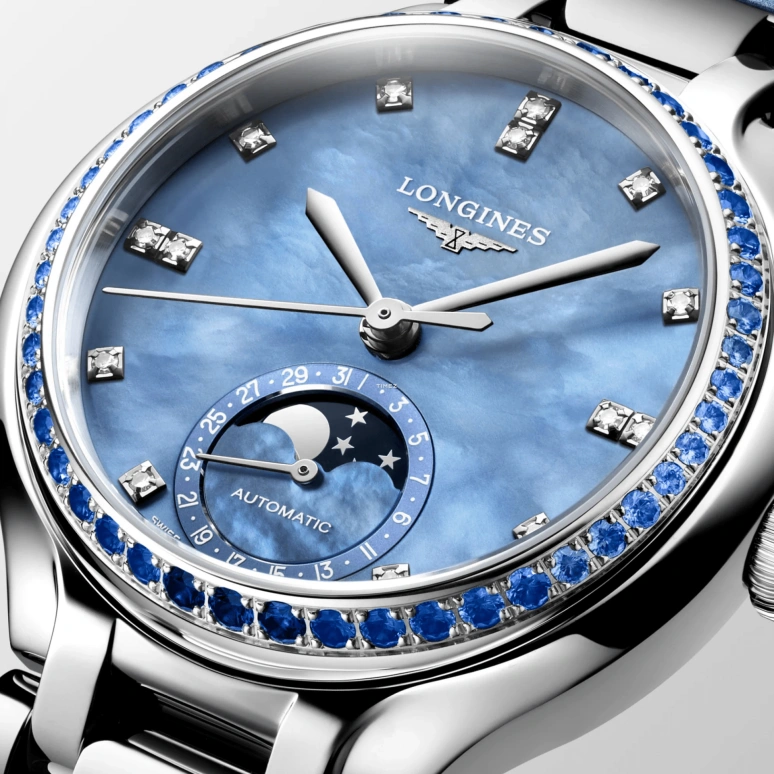 Longines,PrimaLuna 41mm,41mm,Stainless Steel,Blue,Automatic,Moonphase,Day,L8,L8.126.0.97.2
