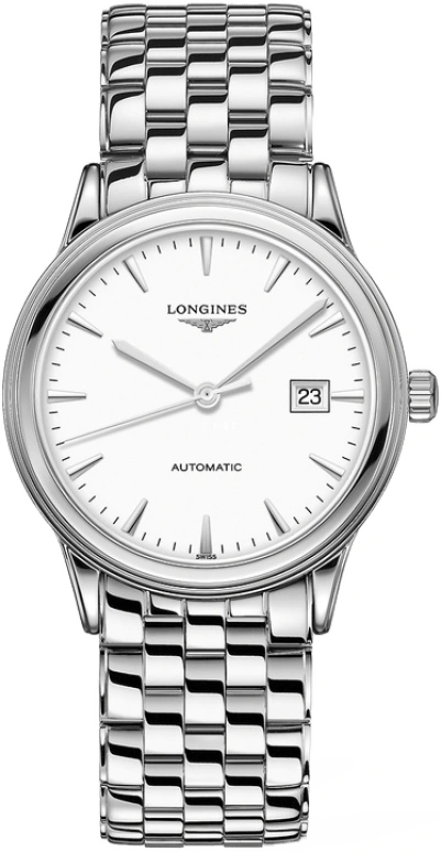 Longines,Flagship 40mm,40mm,Stainless Steel,White,Automatic,Date,64hours,L4,L4.984.4.12.6