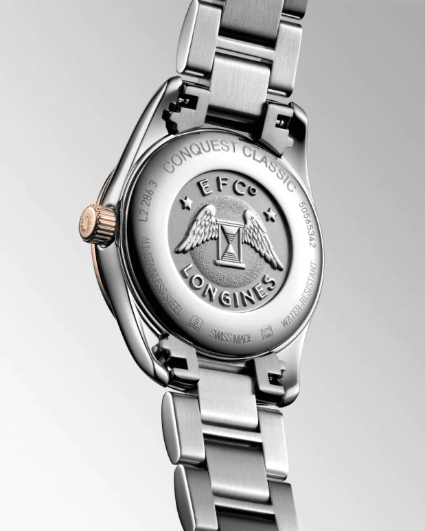 Longines,Conquest Classic 29.50mm,29.50mm,Stainless Steel,White,Quartz,Date,Jumping Minutes,L2,L2.286.3.87.7
