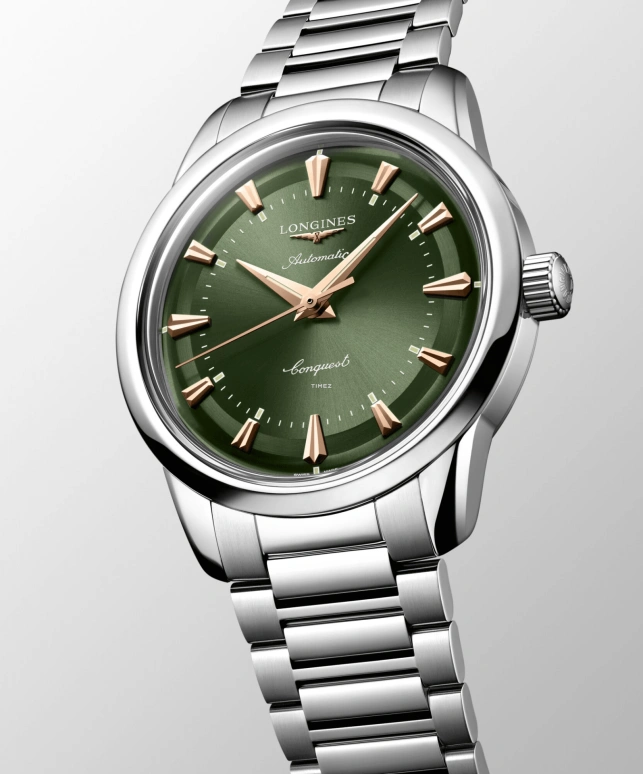 Longines,Conquest Heritage 38mm,38mm,Stainless Steel,Green,Automatic,Day,Anti-magnetic,L1,L1.649.4.02.6