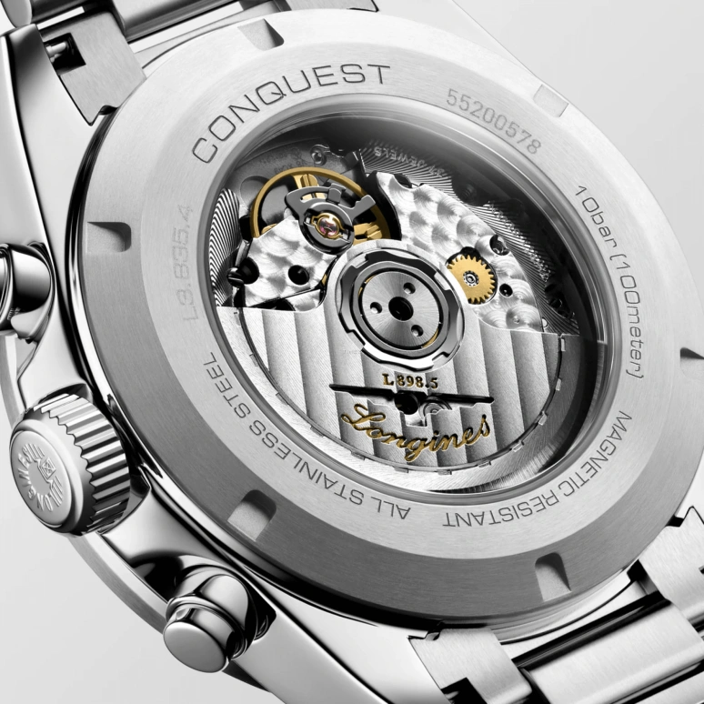 Longines,Conquest 42mm,42mm,Stainless Steel,Silver White,Automatic,Chronograph,Anti-magnetic,L3,L3.835.4.02.6
