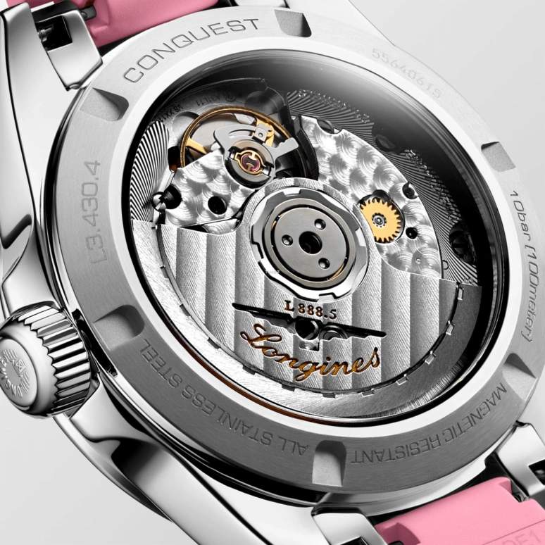 Longines,Sport 34mm,34mm,Stainless Steel,Pink,Automatic,Day,Anti-magnetic,L3,L3.430.4.99.9