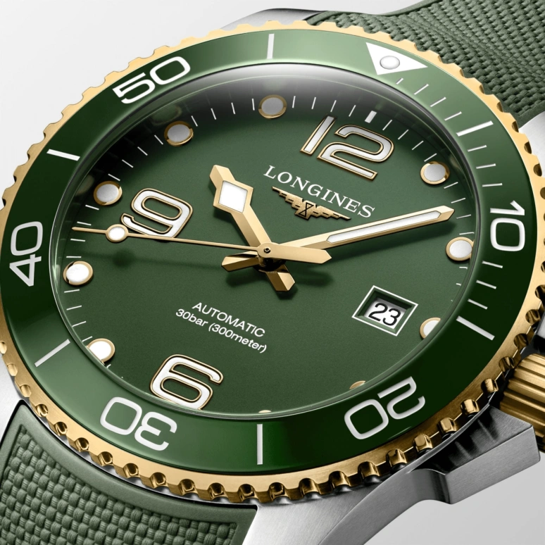 Longines,HydroConquest 43mm,43mm,Ceramic,Stainless Steel,Green,Automatic,Date,64hours,L3,L3.782.3.06.9
