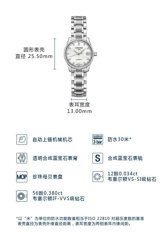 Longines,Master 25.50mm,25.50mm,Stainless Steel,White,Automatic,Date,40hours,L2,L2.128.0.87.6