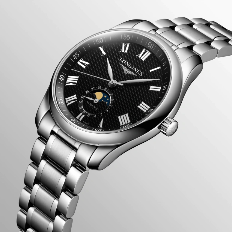 Longines,Master 40mm,40mm,Stainless Steel,Black,Automatic,Moonphase,Day,L2,L2.909.4.51.6