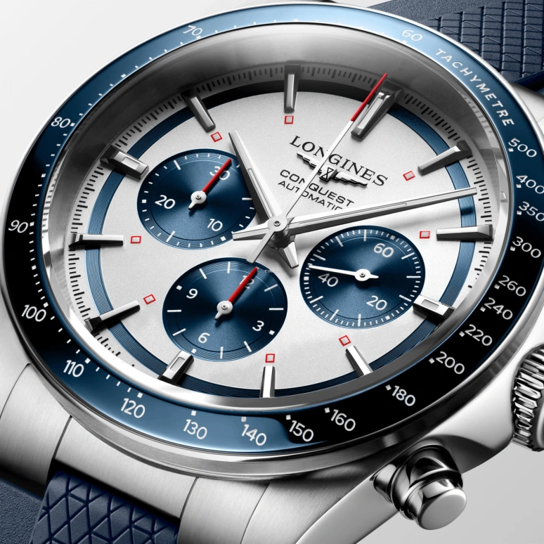 Longines,Sport 42mm,42mm,Stainless Steel,Silver,Blue,Automatic,Chronograph,Anti-magnetic,L3,L3.835.4.98.9