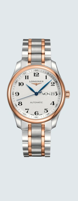 Longines,Master 38.50mm,38.50mm,Pink Gold,Stainless Steel,Silver,Automatic,Date,Day,L2,L2.755.5.79.7