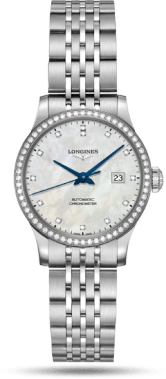 Longines,Record 30mm,30mm,Stainless Steel,White,Automatic,Date,40hours,L2,L2.321.0.87.6