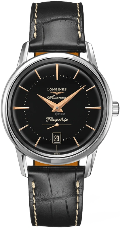 Longines,Heritage Classic 38.50mm,38.50mm,Stainless Steel,Black,Automatic,Date,42hours,L4,L4.795.4.58.0