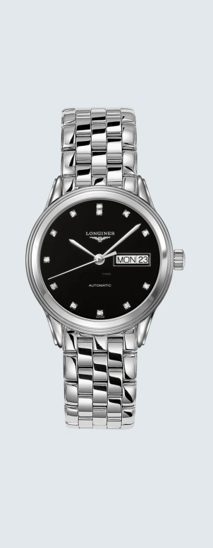 Longines,Flagship 35.60mm,35.60mm,Stainless Steel,Black,Automatic,Date,Day,L4,L4.799.4.57.6