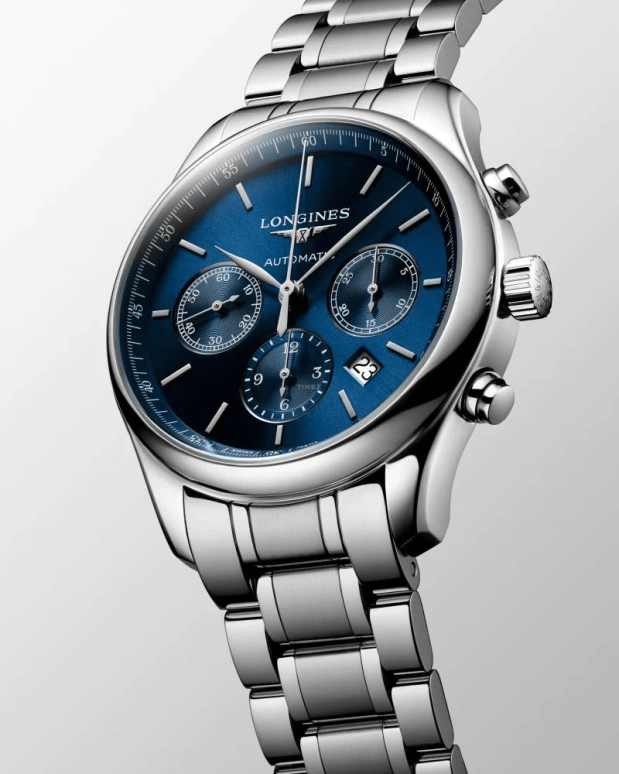 Longines,Master 42mm,42mm,Stainless Steel,Blue,Automatic,Chronograph,Day,Column Wheel,L2,L2.759.4.92.6