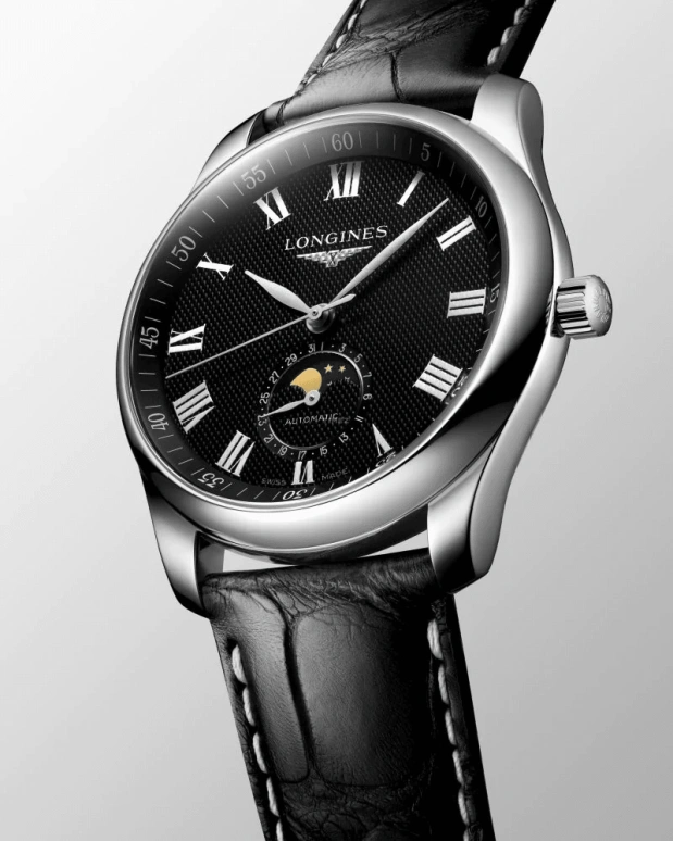 Longines,Master 40mm,40mm,Stainless Steel,Black,Automatic,Moonphase,Day,L2,L2.909.4.51.7