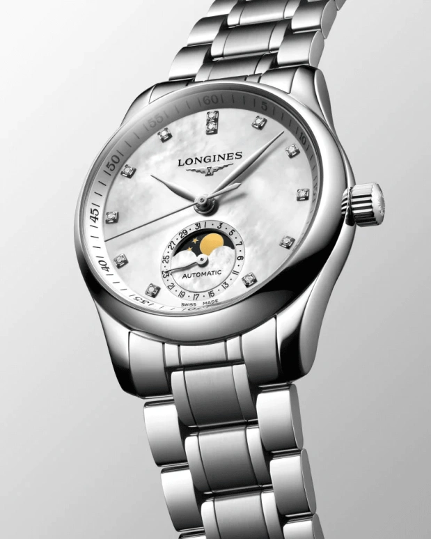 Longines,Master 34mm,34mm,Stainless Steel,White,Automatic,Moonphase,Date,L2,L2.409.4.87.6