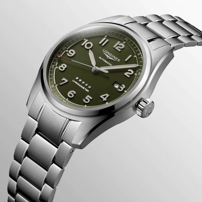 Longines,Spirit 42mm,42mm,Stainless Steel,Green,Automatic,Date,64hours,L3,L3.811.4.03.6
