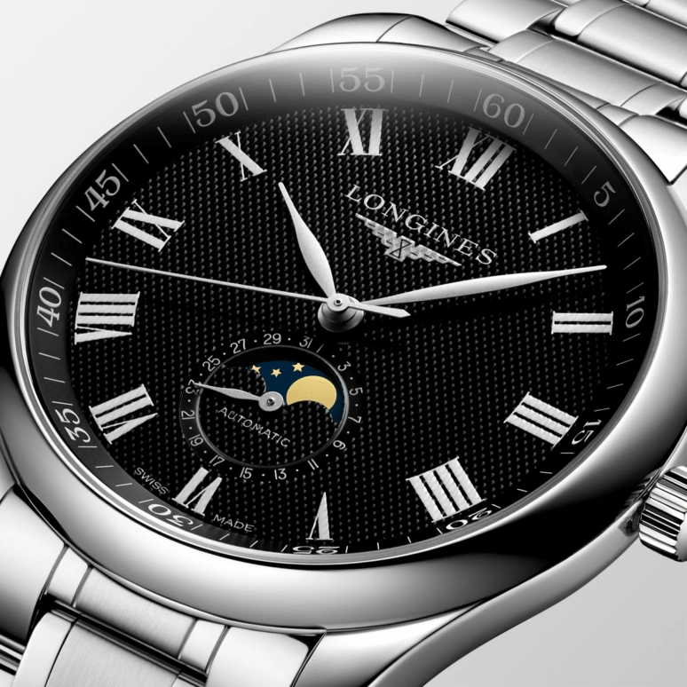 Longines,Master 42mm,42mm,Stainless Steel,Black,Automatic,Moonphase,Date,L2,L2.919.4.51.6