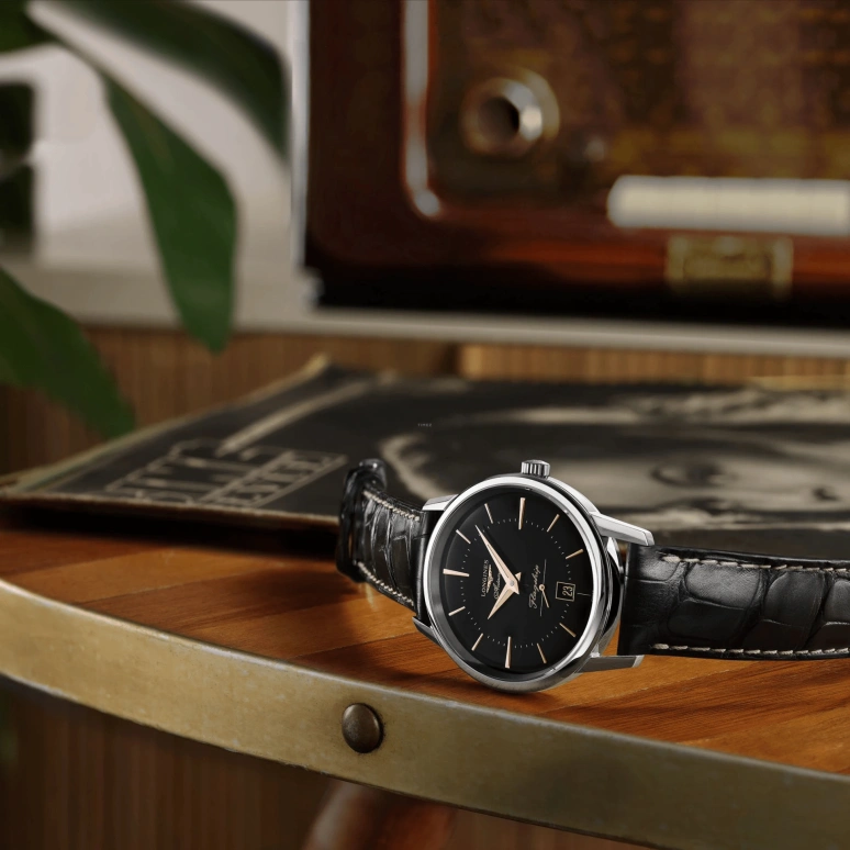 Longines,Heritage Classic 38.50mm,38.50mm,Stainless Steel,Black,Automatic,Date,42hours,L4,L4.795.4.58.0