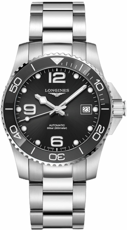 Longines,HydroConquest 39mm,39mm,Ceramic,Stainless Steel,Black,Automatic,Date,64hours,L3,L3.780.4.56.6