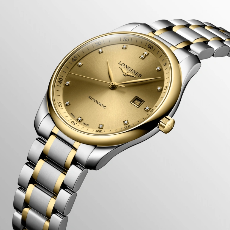 Longines,Master 42mm,42mm,Yellow Gold,Stainless Steel,Champagne,Automatic,Date,64hours,L2,L2.893.5.37.7