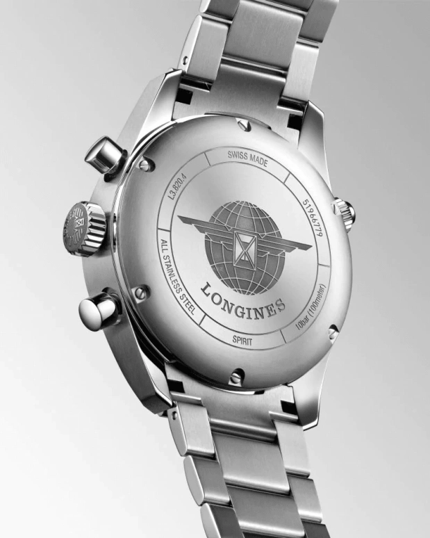 Longines,Spirit 42mm,42mm,Stainless Steel,Black,Automatic,Chronograph,Date,Column Wheel,L3,L3.820.4.53.6
