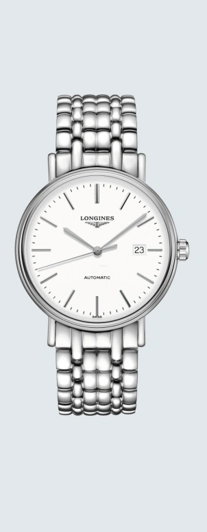 Longines,Presence 40mm,40mm,Stainless Steel,White,Automatic,Date,65hours,L4,L4.922.4.12.6