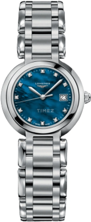 Longines,PrimaLuna 26.50mm,26.50mm,Stainless Steel,Blue,Quartz,Date,26280hours,L8,L8.110.4.98.6