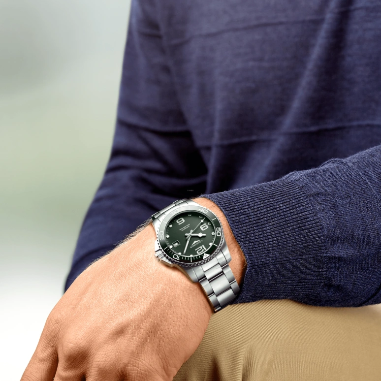 Longines,HydroConquest 41mm,41mm,Stainless Steel,Green,Automatic,Date,65hours,L3,L3.781.4.06.6