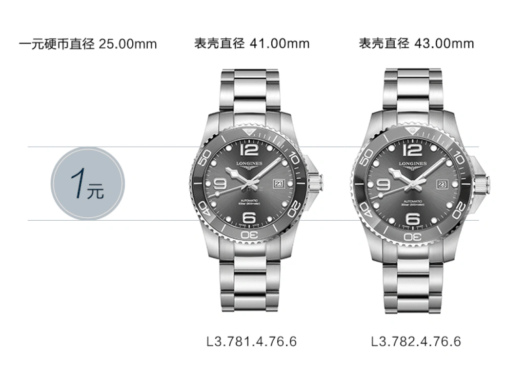 Longines,HydroConquest 43mm,43mm,Stainless Steel,Grey,Automatic,Date,65hours,L3,L3.782.4.76.6