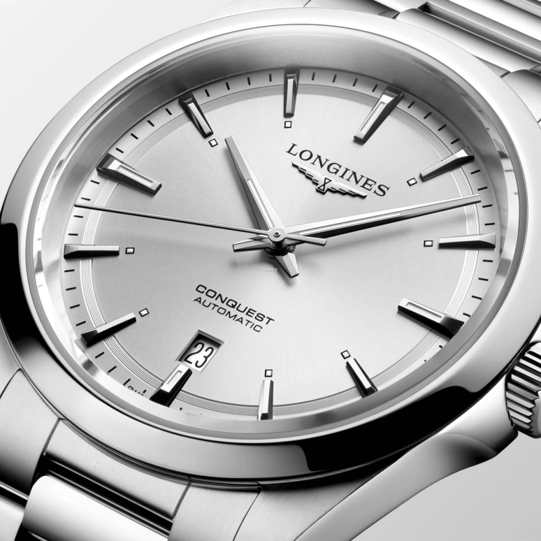 Longines,Conquest 41mm,41mm,Stainless Steel,Silver,Grey,Automatic,Day,72hours,L3,L3.830.4.72.6