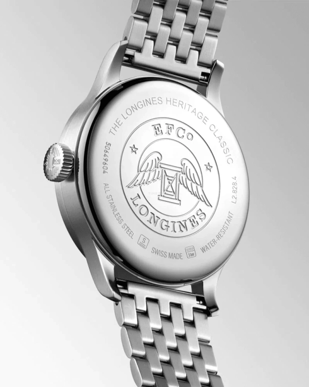 Longines,Heritage Classic 38.50mm,38.50mm,Stainless Steel,Black,Automatic,64hours,In-house Caliber,L2,L2.828.4.53.6