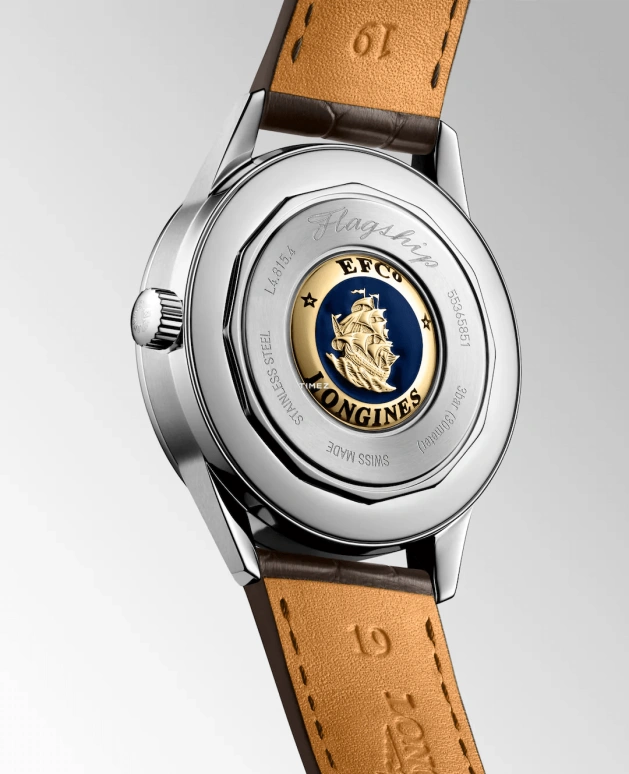 Longines,Flagship 38.50mm,38.50mm,Stainless Steel,Brown,Automatic,Moonphase,Day,L4,L4.815.4.62.2