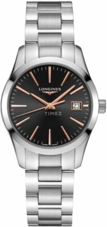 Longines,Conquest Classic 34mm,34mm,Stainless Steel,Black,Quartz,Date,26280hours,L2,L2.386.4.52.6