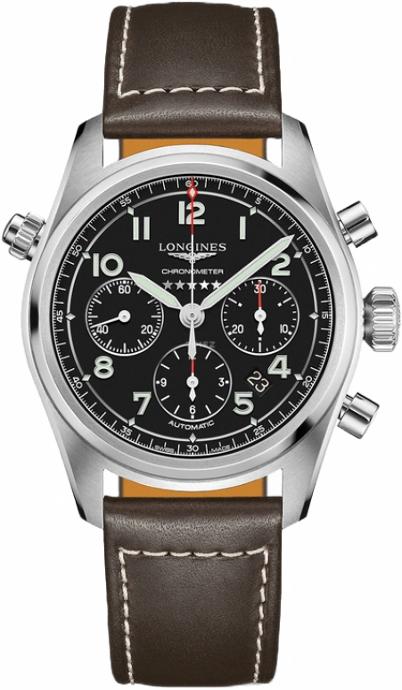 Longines,Spirit 42mm,42mm,Stainless Steel,Black,Automatic,Chronograph,Date,Column Wheel,L3,L3.820.4.53.3